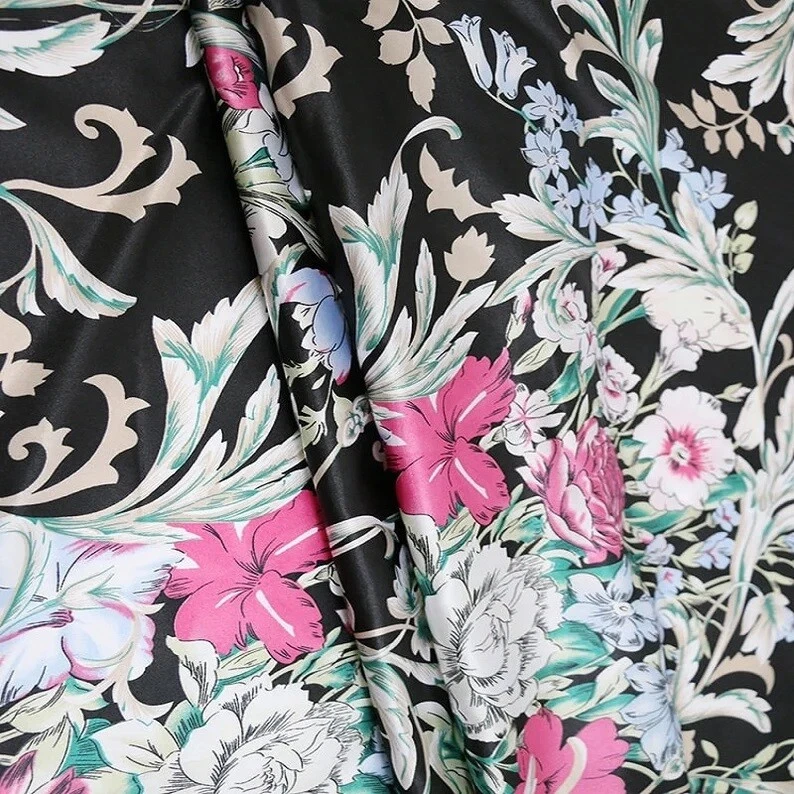 Vintage Floral Satin for Special Occasion, Everyday Wear Fabric - By The Yard - Image 3 of 4