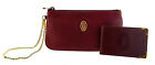 Authentic Cartier Burgundy Leather Gold Chained Pouch + Matching Mirror France
