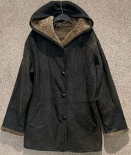 Jeno De Paris Womens Shearling Sheepskin Long Button Down Jacket Coat Size 8