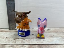 Digimon Greymon & Biyomon Pencil Sharpner And Pen/cake Topper Mini Action Figure