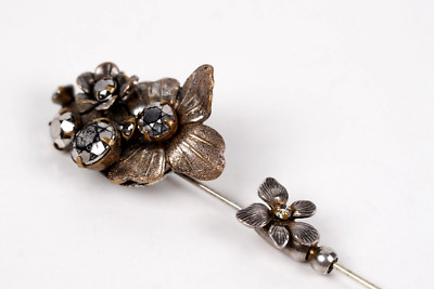 Miriam Haskell Brooch Stick Rhinestone Leaf Vintage 1950 s