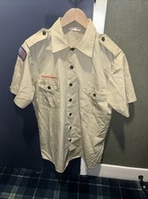 Boy Scout BSA UNIFORM SHIRT Mens Medium Short Sleeve Tan K79