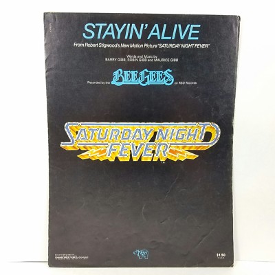 1977 The Bee Gees Stayin' Alive Sheet Music Saturday Night Fever Disco Dance 