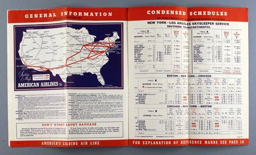 AMERICAN AIRLINES APRIL 1938 VINTAGE AIRLINE TIMETABLE SCHEDULE - Picture 5 of 6