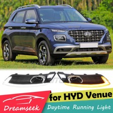 Luci diurne LED DRL TFL per Hyundai Venue 20+fendinebbia con indicatori di direzione gialli
