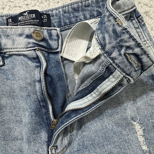 Hollister California Ultra High Rise Mom Jean Women's 25 Blue Distressed Jeans - Picture 4 of 14