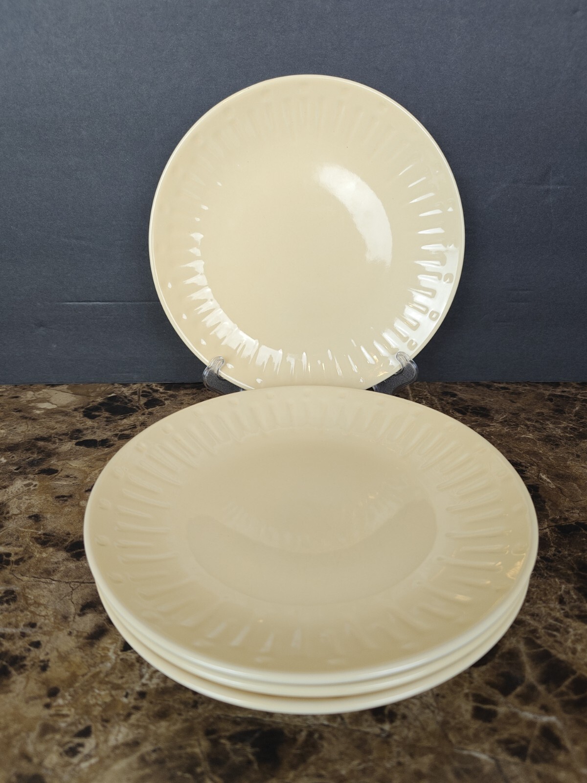 Of 4 Sango Contempo Cream Salad Plates 4627 Stoneware