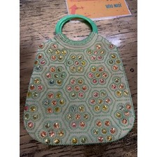 Vintage Green Flower Beaded Handbag