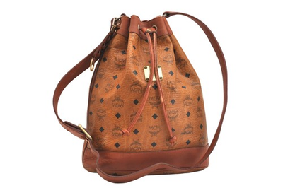 #ad Authentic MCM Visetos Vintage Leather Drawstring Shoulder Cross Bag Brown 5432N $130.00