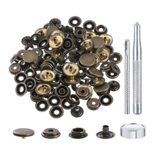 50 Sets Copper Snap Buttons with 3 Setting Tools, 15mm, Bronze