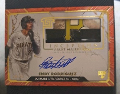 2024 Topps Inception First Milestones Auto Relic Endy Rodriguez /10 Pirates Logo