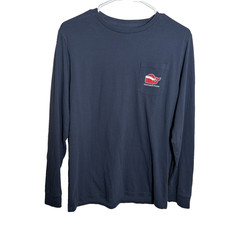 Vineyard Vines T-Shirt Boy's XL Navy Blue Long Sleeve Christmas Naughty Nice