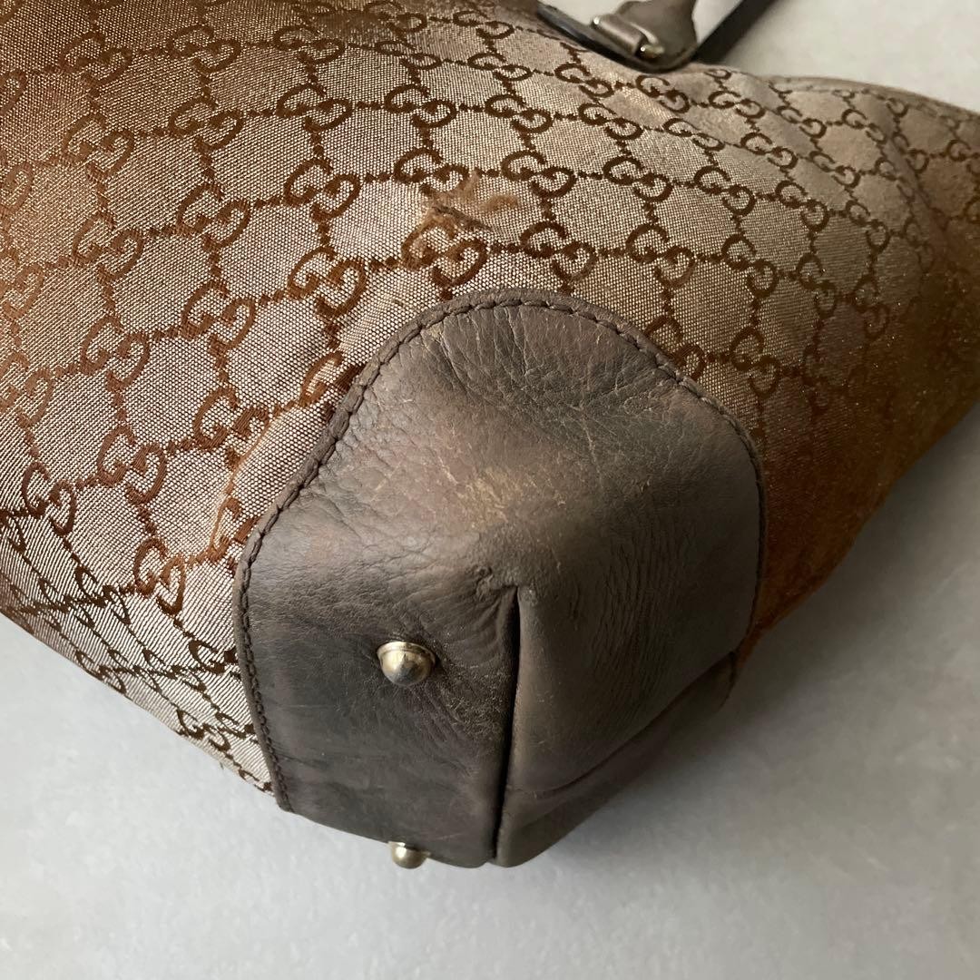GUCCI Canvas Leather Tote Bag GG Brown C-260113-4 thumbnail 8