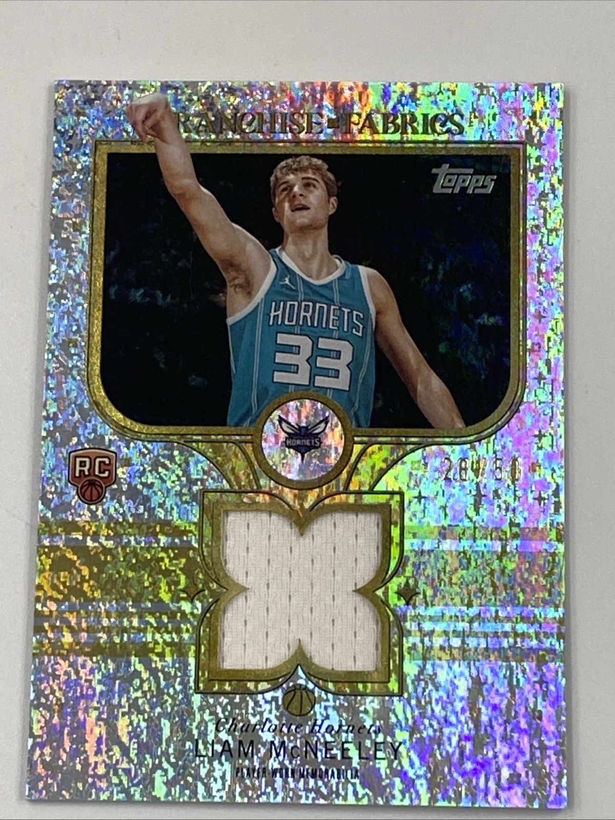 Liam McNeeley 2025-26 Topps #FF-LM Gold HoloFoil Rookie Franchise Fabrics /50 RC