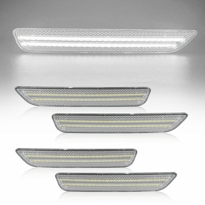 For 2010-2014 Ford Mustang LED Front & Rear Bumper Side Marker Light Super White