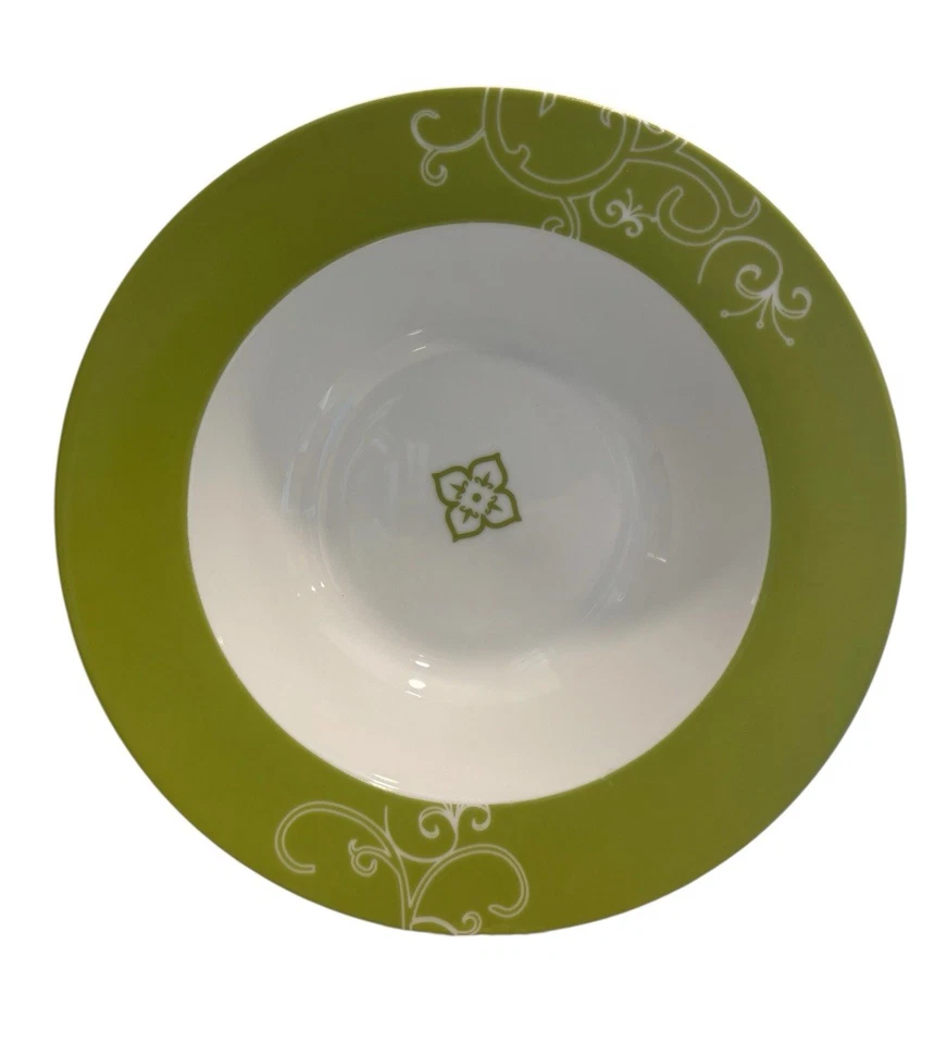 (3) Rachel Ray Rizado Q Borde Verde Lima Cuencos Desplazables Frutiger Aero K014 Flor Foto 3 de 4