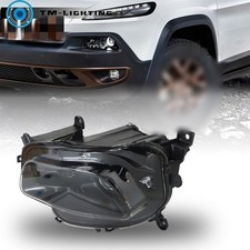 Headlight Left Side For 2014-2016-2017-2018 Jeep Cherokee Halogen Black Housing