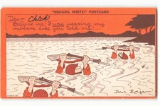 1954 "Squads, Write!" artist Sgt. Dave Breger WWII military VTG Postcard AP1.