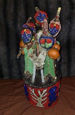 African Tribal Yoruba Beaded Rare Ceremonial Crown Altar Headdress
