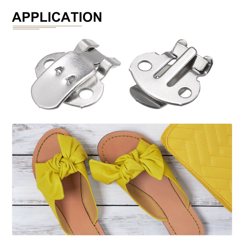 Paquete de 10 clips para zapatos en blanco de 24,5 mm x 14 mm metal hierro tono plata Foto 4 de 4