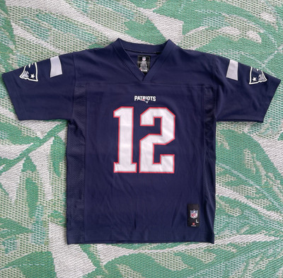 NFL Team Apparel New England Patriots Tom Brady #12 Youth L 14/16 Blue Jersey