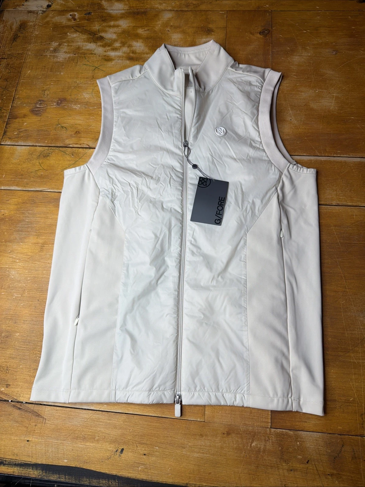 G/Fore Men's Size Small Beige Golf Vest Interlock Performer Stretch Tech