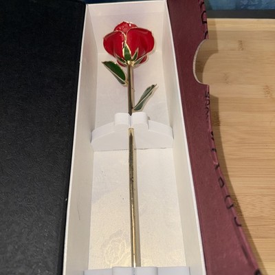 Gold Rose Romantic Metal Figurine Glossy Finish Love Collection in Gift Box