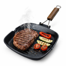 Bistecchiera 26x26 Antiaderente 3 Strati Pieghevole Salvaspazio Made in Italy