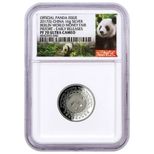 2017 (S) China Berlin World Money Fair 16g Silver Show Panda Piedfort Proof