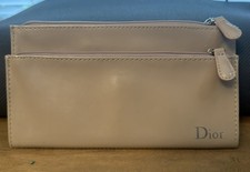 Dior Beauty Tan patent Makeup Cosmetics Bag / Pouch / Clutch w/CD Charms
