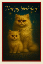 Persian cat Birthday Card A5  - cute fluffy cats - Premium Quality