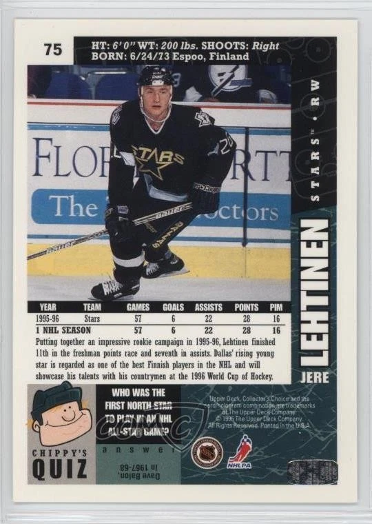 1996-97 Upper Deck Collector's Choice Jere Lehtinen #75 - Image 2 of 2