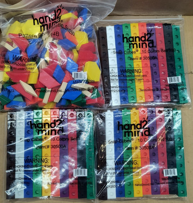 Hand2Mind Math Manipulatives Pattern Blocks 4414B Snap Cubes 30500A