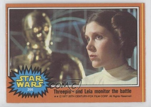 1977 Topps Star Wars #266 Threepio and Leia monitor the battle