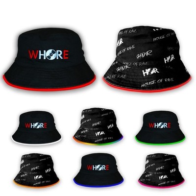 Whore LED Bucket Hat - Black Light Up Rave Hat - LED Festival Hat 7 Color Modes