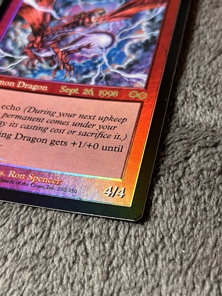 Lightning Dragon Urza’s Saga 1st FOIL Pre-Release Promo Magic MTG LP - Image 3 of 4