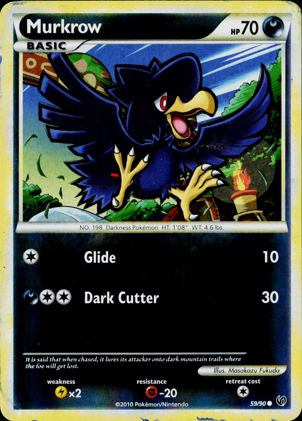 Murkrow 59/90 Common HGSS Undaunted Pokemon Reverse Holo Moderately Played