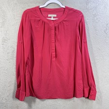 Banana Republic 100 Silk Blouse Women  s Size S Relaxed Fit Roll Tab Sleeve Pink