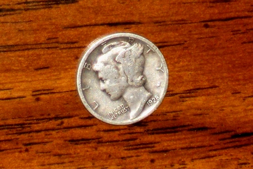 1928-S SILVER MERCURY DIME - GRADES "FINE"