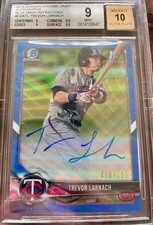 Trevor Larnach 2018 Bowman Draft Chrome Auto Blue Wave Refractor SP/150 BGS 9.0