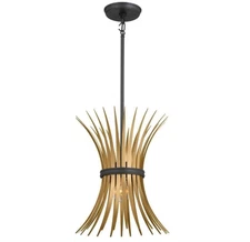 Kichler Baile 12.7 Inch 1 Light Mini Pendant in Natural Brass and Black 52460BK