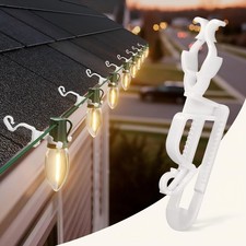 Christmas Light Clips, Shingle Gutter Clips for C7 C9 Lights, 200 Pack, White