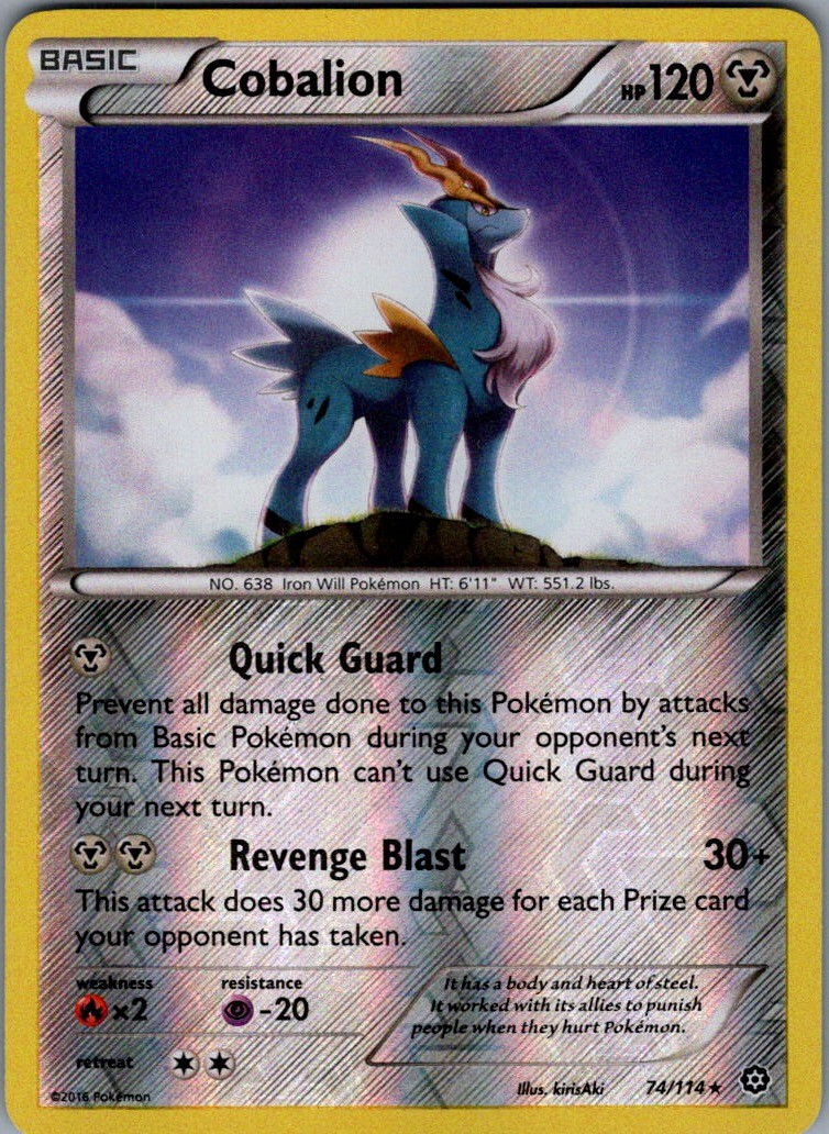 Cobalion Rare Reverse Holo XY - Steam Siege 74/114 NM