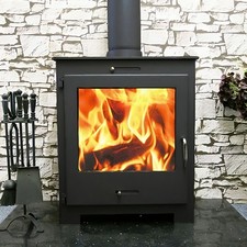 Wood Burning Stove with Back Boiler Multifuel Nero Lux B - Max 15kw 