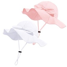 Baby Girl Sun Hat with UPF 50 Outdoor Adjustable Beach Hat with Wide Brim Bu...