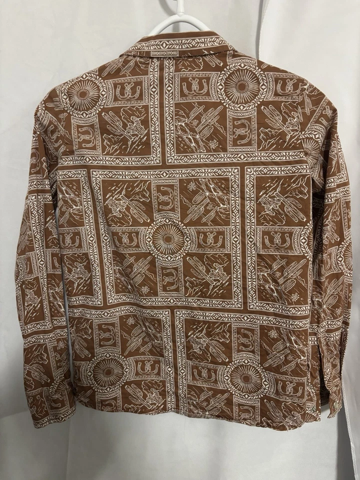 Wrangler Pearl Snap Long Sleeve Girls Size L Western Cactus Brown Shirt - Image 2 of 4