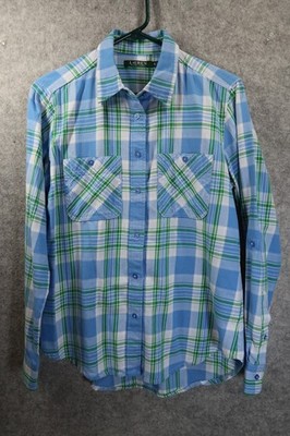 Lauren Ralph Lauren Button Down Shirt Size Medium Roll Tab Sleeve Plaid (READ)