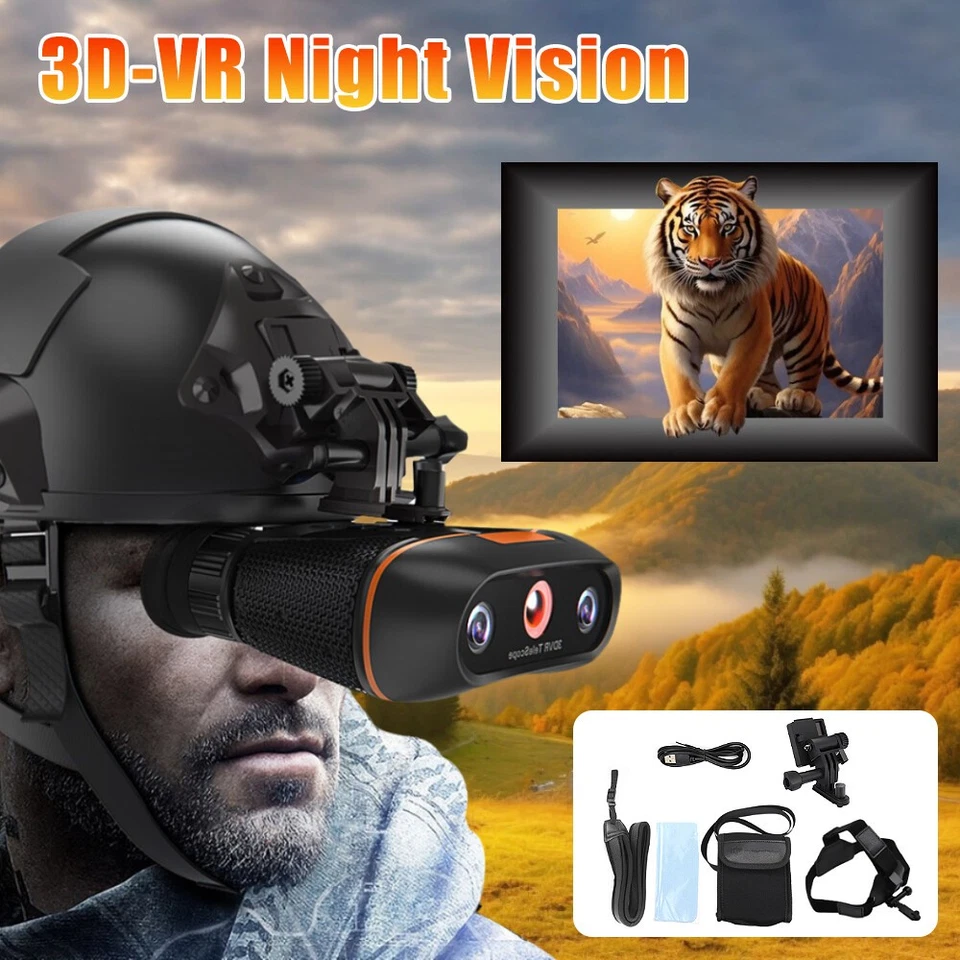 VRNV100 3D VR Kopfmontiertes Nachtsicht Teleskop 8-fach Digitalzoom Fernglas - Image 3 of 4