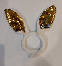 Bunny Rabbit Ears Headband with Reversible Sequins