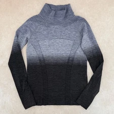 IVIVVA Gray/Black Ombre Mock Neck Active Fitted Top Shirt Top Size 14